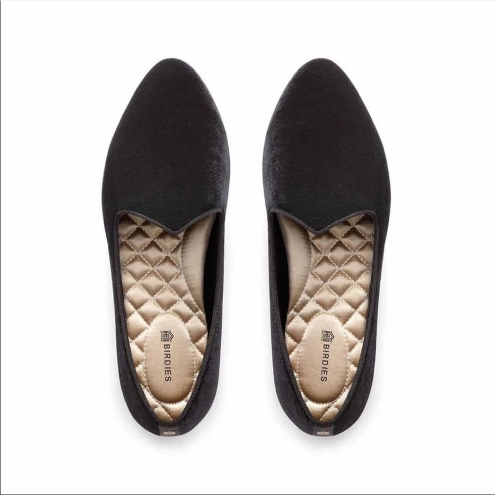 BIRDIES Heron Velvet Loafers in black